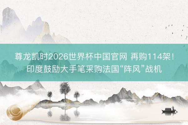 尊龙凯时2026世界杯中国官网 再购114架！印度鼓励大手笔采购法国“阵风”战机