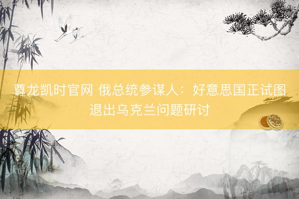 尊龙凯时官网 俄总统参谋人：好意思国正试图退出乌克兰问题研讨