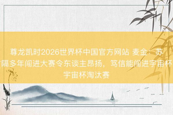 尊龙凯时2026世界杯中国官方网站 麦金：苏格兰时隔多年闯进大赛令东谈主昂扬，笃信能闯进宇宙杯淘汰赛