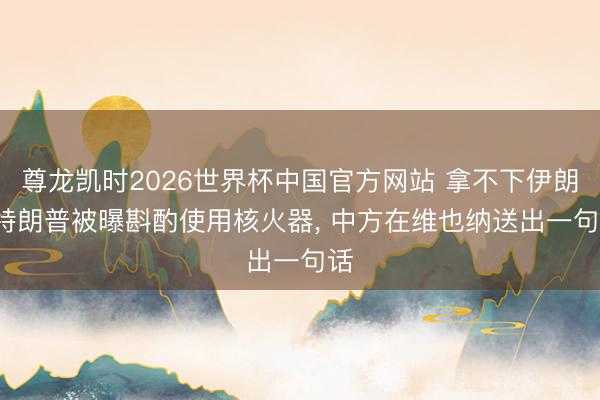 尊龙凯时2026世界杯中国官方网站 拿不下伊朗， 特朗普被曝斟酌使用核火器， 中方在维也纳送出一句话