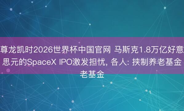 尊龙凯时2026世界杯中国官网 马斯克1.8万亿好意思元的SpaceX IPO激发担忧， 各人: 挟制养老基金