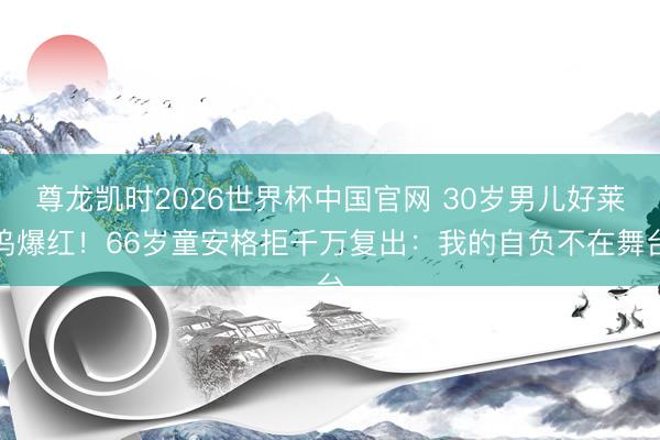 尊龙凯时2026世界杯中国官网 30岁男儿好莱坞爆红！66岁童安格拒千万复出：我的自负不在舞台