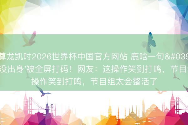 尊龙凯时2026世界杯中国官方网站 鹿晗一句'1988年我还没出身'被全屏打码！网友：这操作笑到打鸣，节目组太会整活了