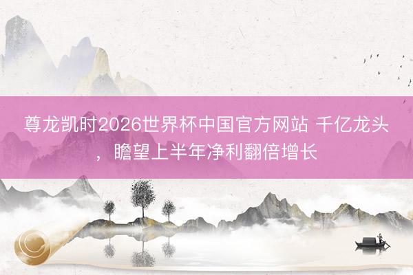 尊龙凯时2026世界杯中国官方网站 千亿龙头，瞻望上半年净利翻倍增长