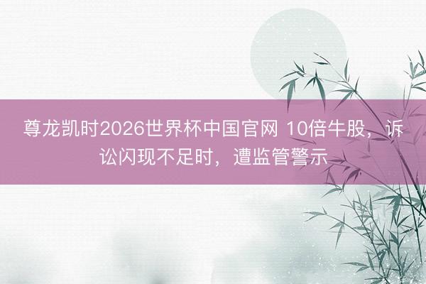 尊龙凯时2026世界杯中国官网 10倍牛股，诉讼闪现不足时，遭监管警示