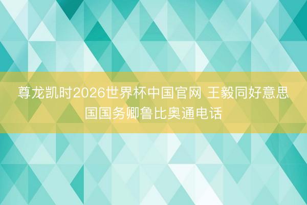尊龙凯时2026世界杯中国官网 王毅同好意思国国务卿鲁比奥通电话