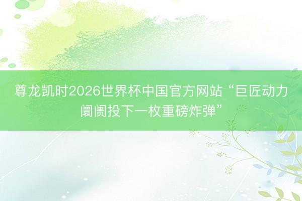 尊龙凯时2026世界杯中国官方网站 “巨匠动力阛阓投下一枚重磅炸弹”