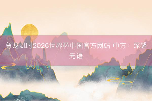 尊龙凯时2026世界杯中国官方网站 中方：深感无语