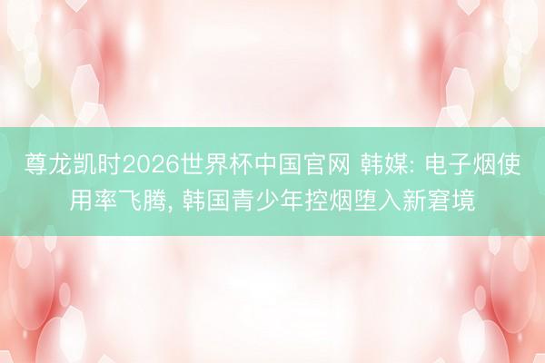 尊龙凯时2026世界杯中国官网 韩媒: 电子烟使用率飞腾， 韩国青少年控烟堕入新窘境
